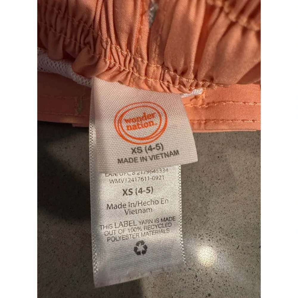 Wonder Nation Kids Swim Trunks XS 4-5 Tie Dye Orange Blue Green‎ Elastic Waist